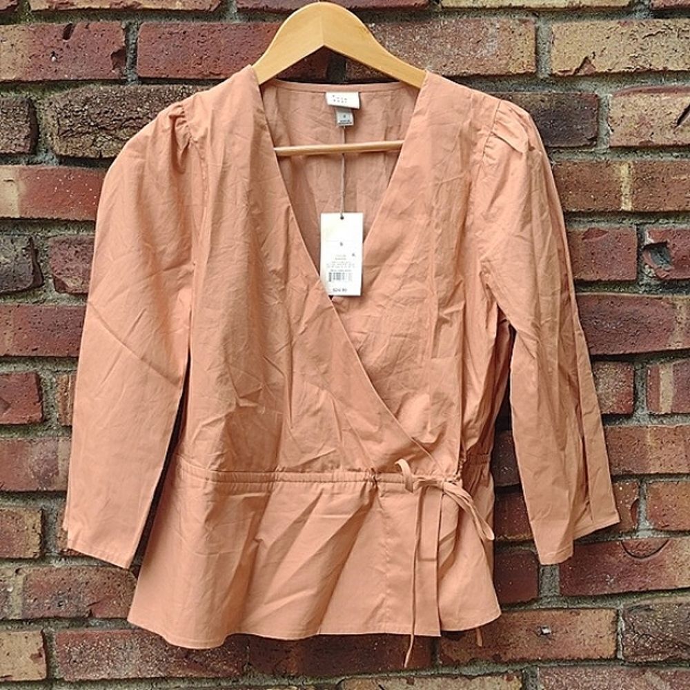 NWT a new day peplum faux wrap top - Picture 3 of 5